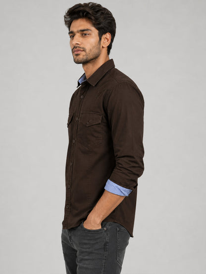 Cargo Style Dark Brown Shirt