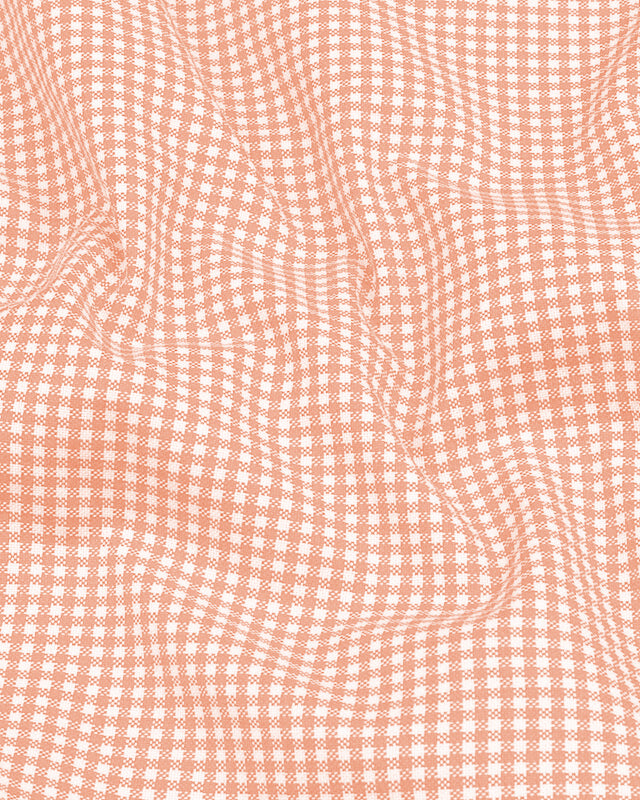 Peach Check Button Down Oxford Cotton Shirt