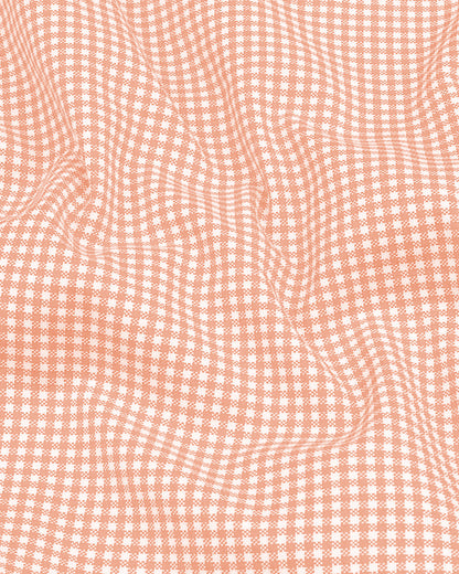 Peach Check Button Down Oxford Cotton Shirt