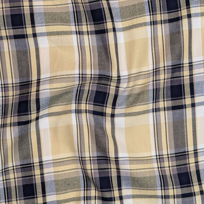 Beige & Navy Classic Check Cotton Blend Shirt for Men