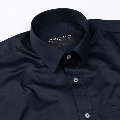 Deep Navy Blue Satin Shirt for Men