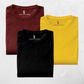 Pack of 3 Half Sleeves T-Shirts for Men 180 GSM (Maroon,Black and Mustard)