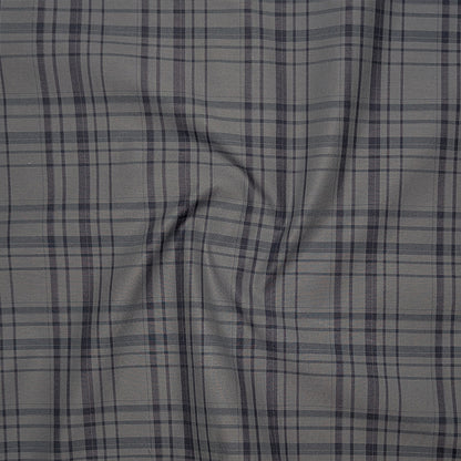 Grey Tartan Check Cotton Shirt For Men