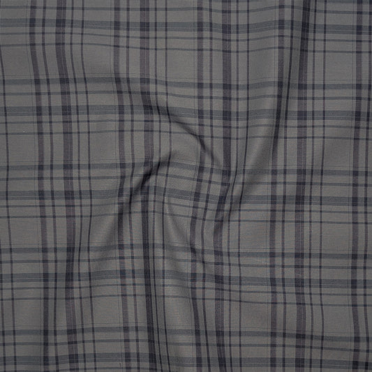 Grey Tartan Check Cotton Shirt For Men