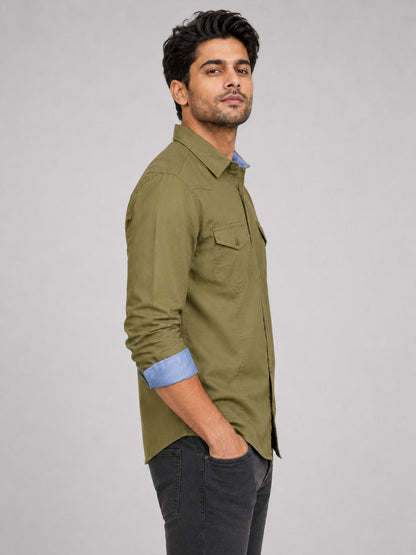 Cargo Style Olive Shirt