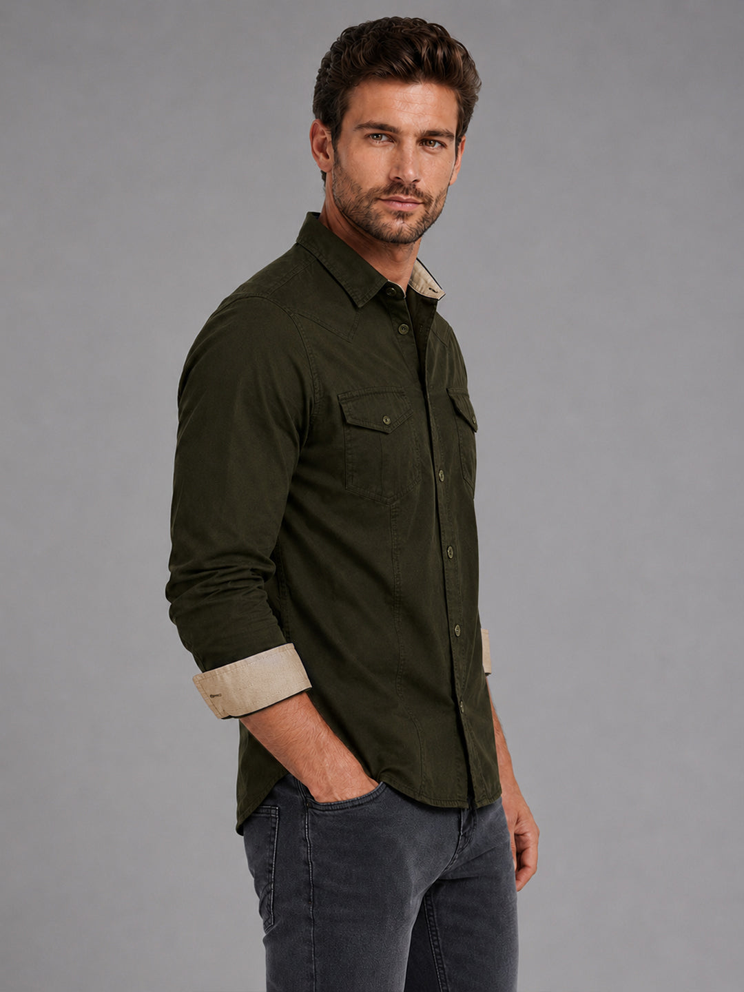 Cargo Style Bottle Green Shirt