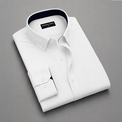 White Satin Contrast Collar Shirt for Men