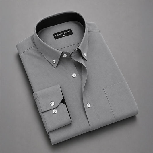 Dark Grey Satin Contrast Collar Shirt for Men