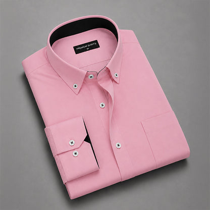 Rose Gold Satin Contrast Collar Shirt for Men