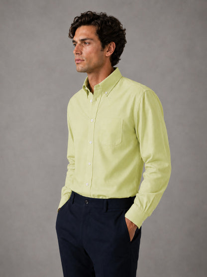 New Lime Green Oxford Cotton Shirt For Men