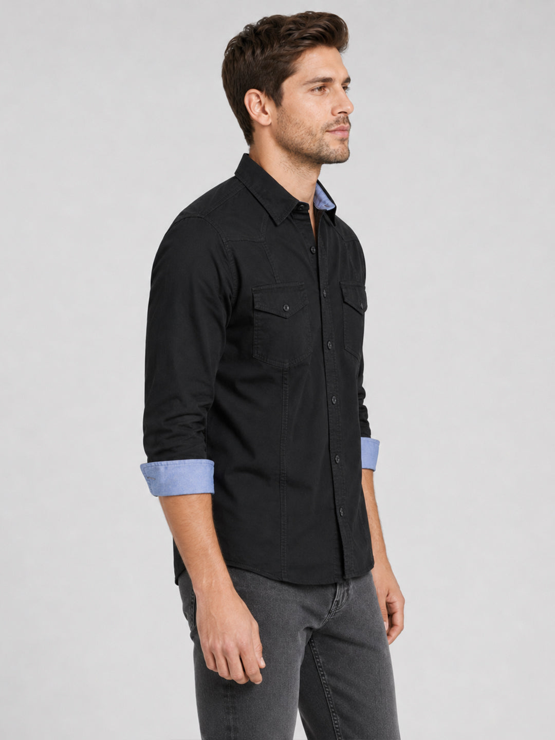 Cargo Style Black Shirt