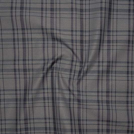 Grey Tartan Check Cotton Shirt For Men