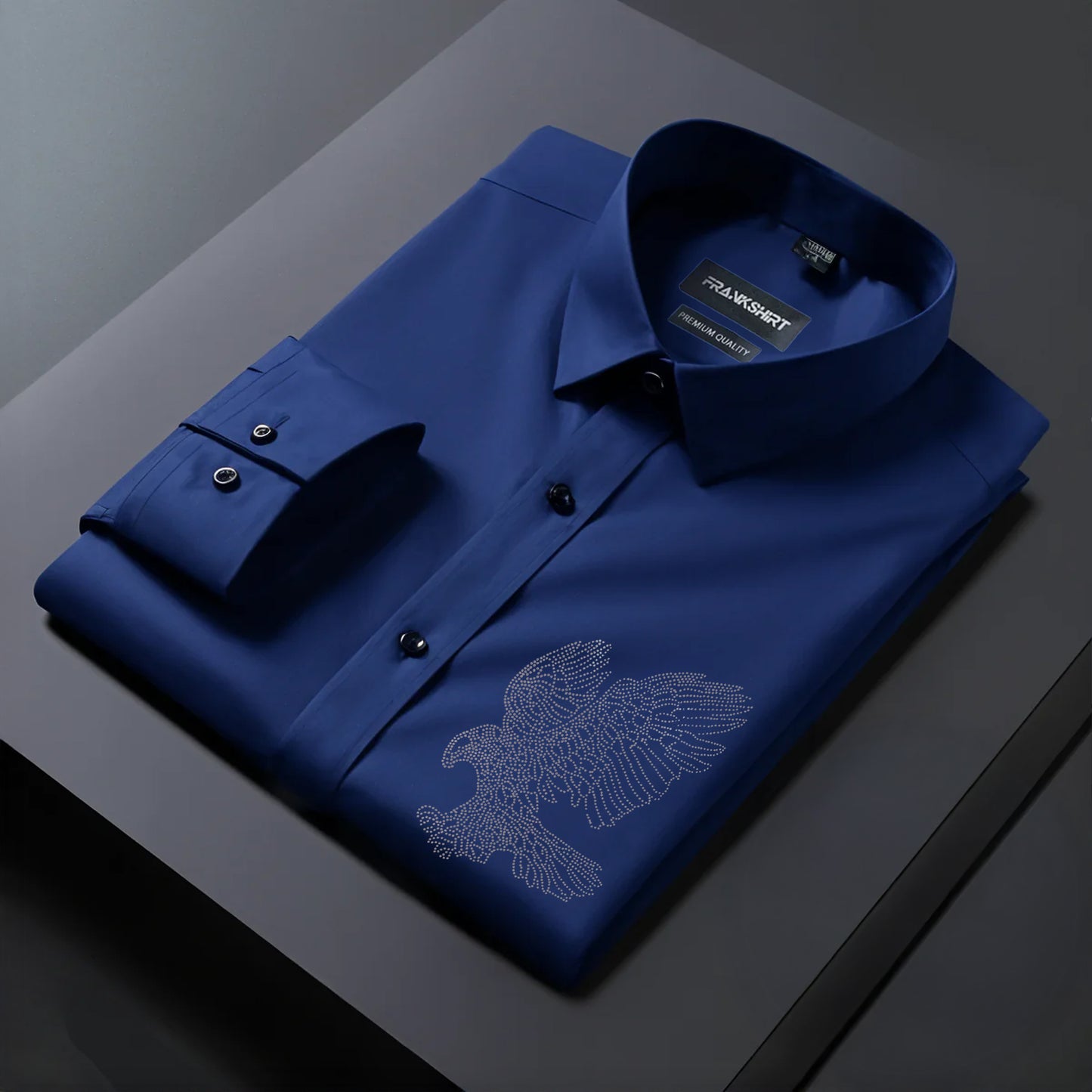 Eagle Designer Premium Cotton Without Pocket Solid Shirt for Man (Navy Blue)