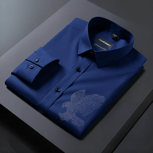 Eagle Designer Premium Cotton Without Pocket Solid Shirt for Man (Navy Blue)