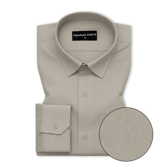 Khaki Grey Oxford Cotton Shirt For Men