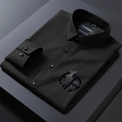 Deer Designer Premium Cotton Without Pocket Solid Shirt for Man (Black)