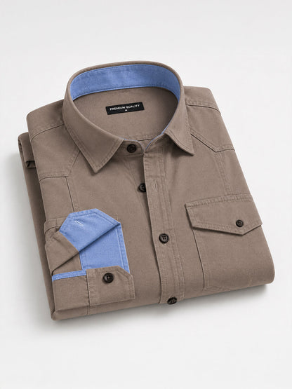 Pack Of 2 Cargo Style Brown & Khaki Shirt