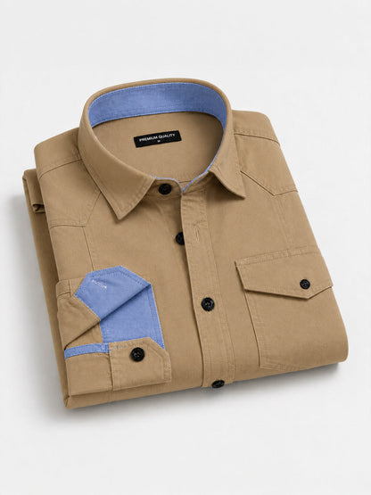 Pack Of 2 Cargo Style Beige & Bottle Green Shirt
