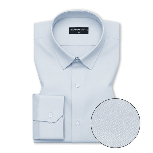 Ice Blue Oxford Cotton Shirt For Men