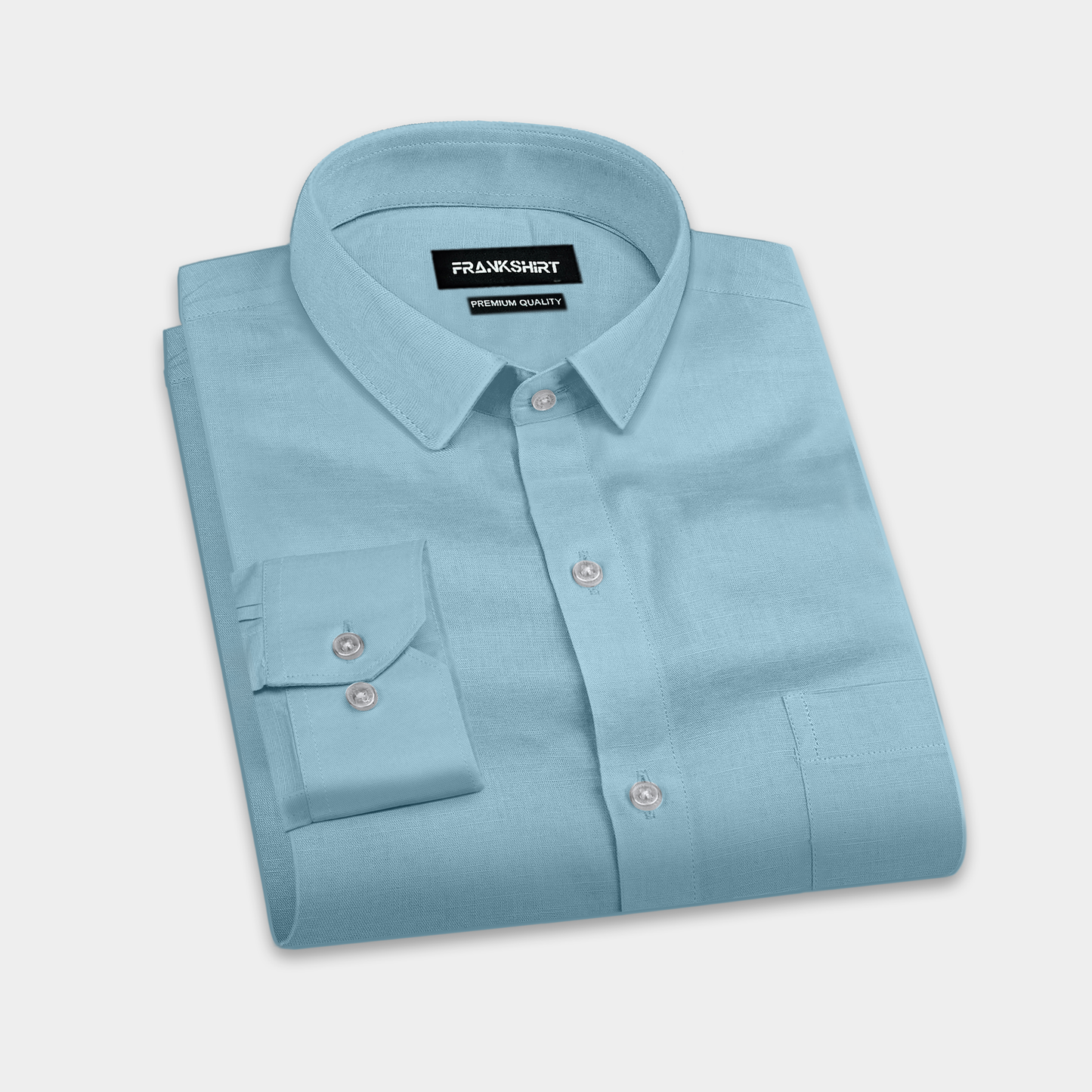 Sky Blue Solid Linen Shirt for Man