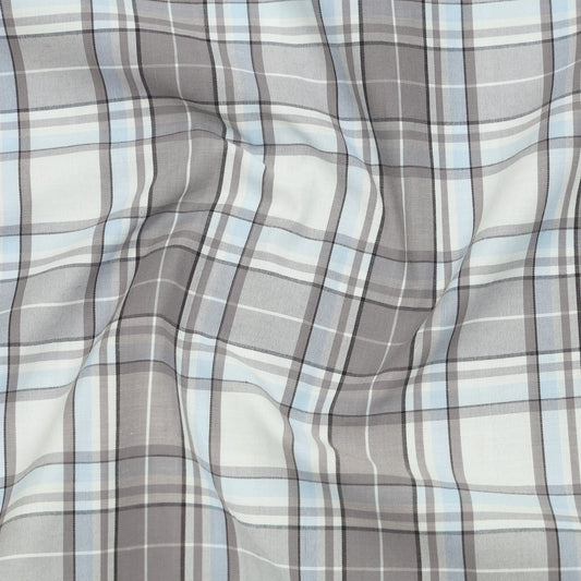 Cloud Grey Classic Check Cotton Blend Shirt For Men