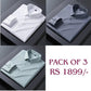 Pack of 3 Premium Cotton Shirt for Man (White,Dark Grey and Pista)