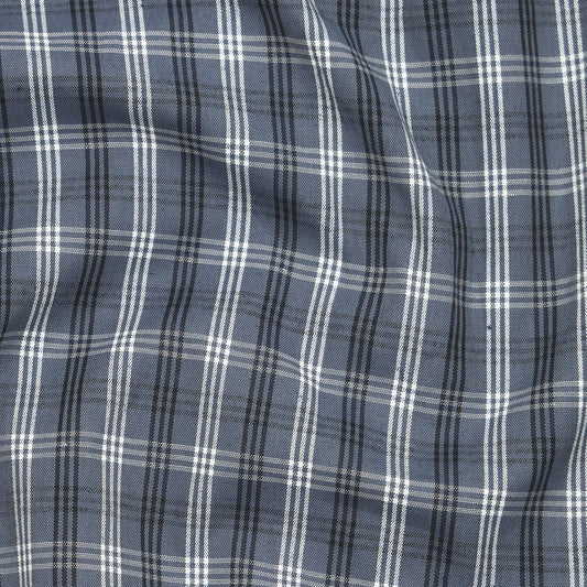 Dark Grey Classic Check Cotton Blend Shirt For Men
