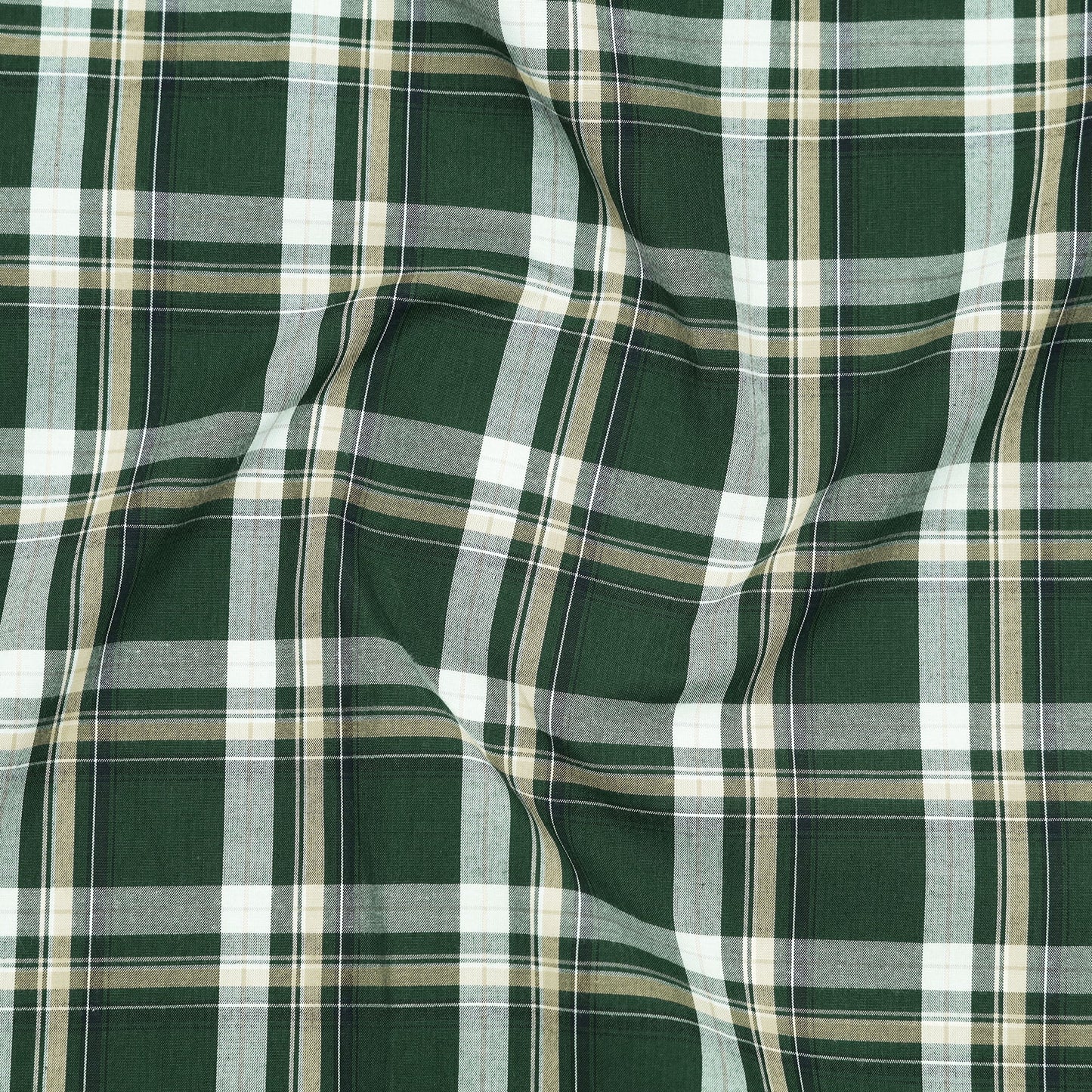 Woodland Green Classic Check Paper Cotton Shirt for Men