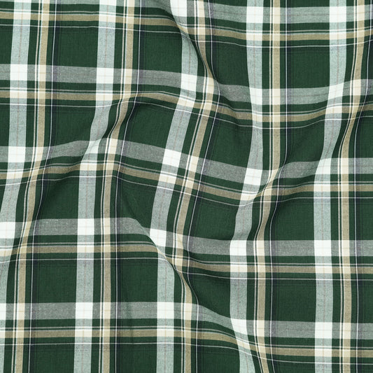 Woodland Green Classic Check Paper Cotton Shirt for Men