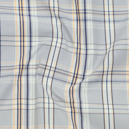 Graphite Mustard Classic Check Paper Cotton Shirt For Men