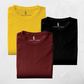 Pack of 3 Half Sleeves T-Shirts for Men 180 GSM (Mustard, Black and Maroon)