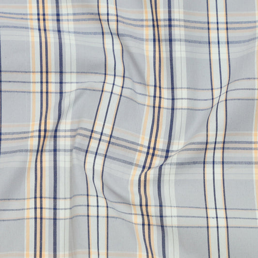 Graphite Mustard Classic Check Paper Cotton Shirt For Men