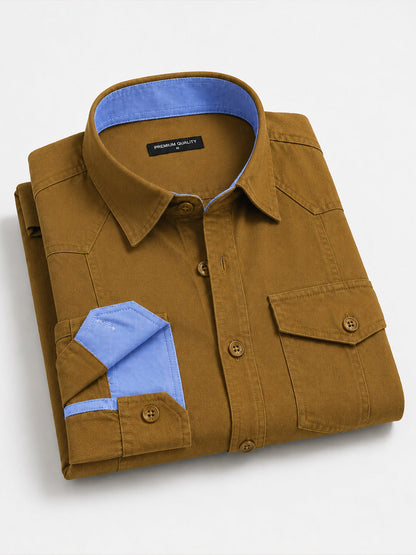 Pack Of 2 Cargo Style Cream & Mehendi Shirt