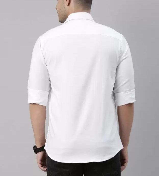 Special Cotton Blend Solid Shirts (White)