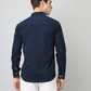 Frankshirt Chinese Collar Navy Blue Solid Tailored Fit Cotton Casual Shirt for Man