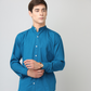 Frankshirt Chinese Collar Peacocke Blue Solid Tailored Fit Cotton Casual Shirt for Man