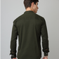 Frankshirt Chinese Collar Bottle Green Tailored Fit Cotton Casual Shirt for Man