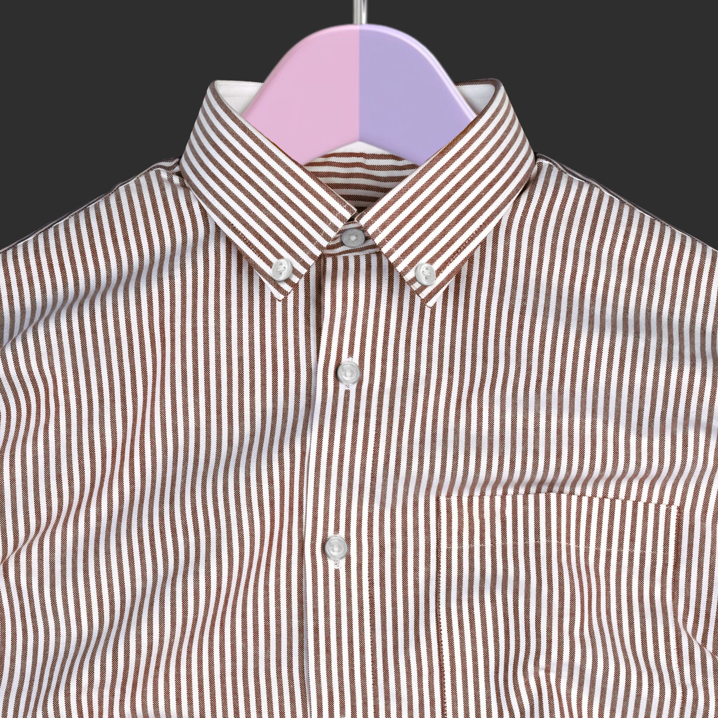 New Brown Button Down Oxford Cotton Stripe Shirt