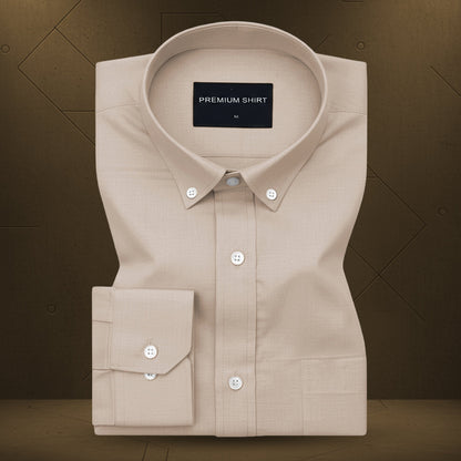 Pack of 2 Oxford Cotton Shirt For Men (Silver & Beige)