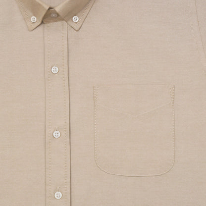 Beige Oxford Cotton Shirt For Man