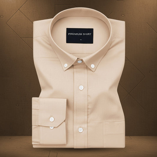 New Cream Oxford Cotton Shirt For Men