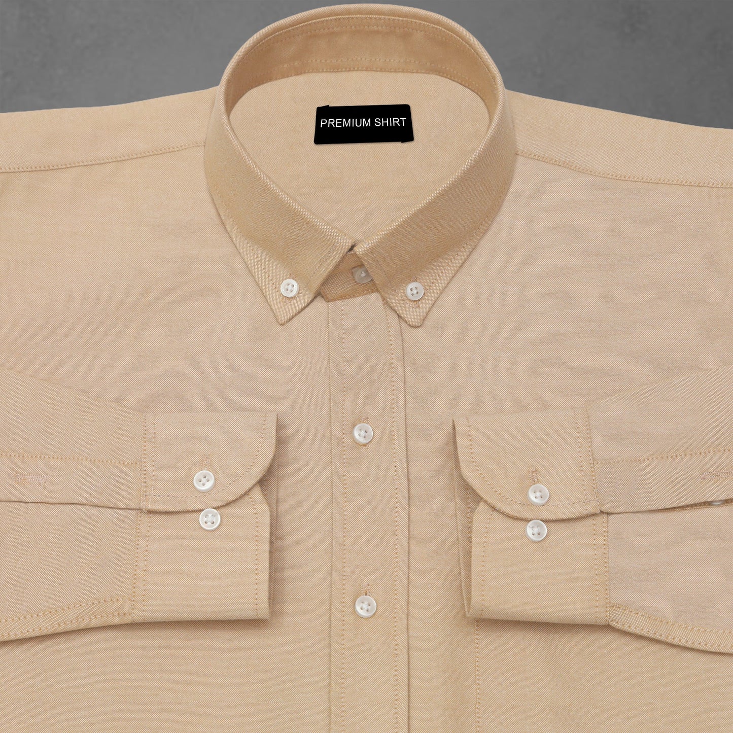 Cream Oxford Cotton Shirt For Men