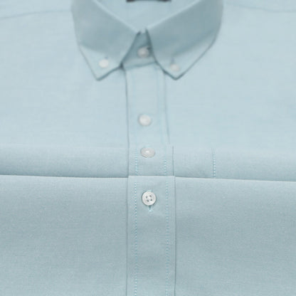 Cyan Blue Oxford Cotton Shirt For Man