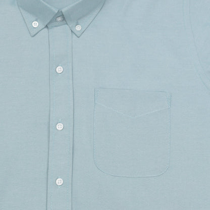 Cyan Blue Oxford Cotton Shirt For Man