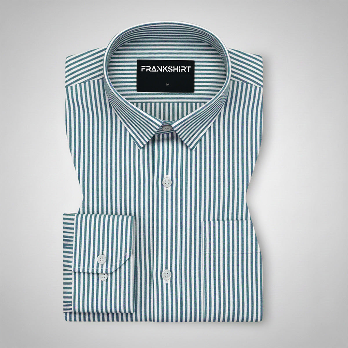 Sea Green Oxford Cotton Stripe Shirt For Man