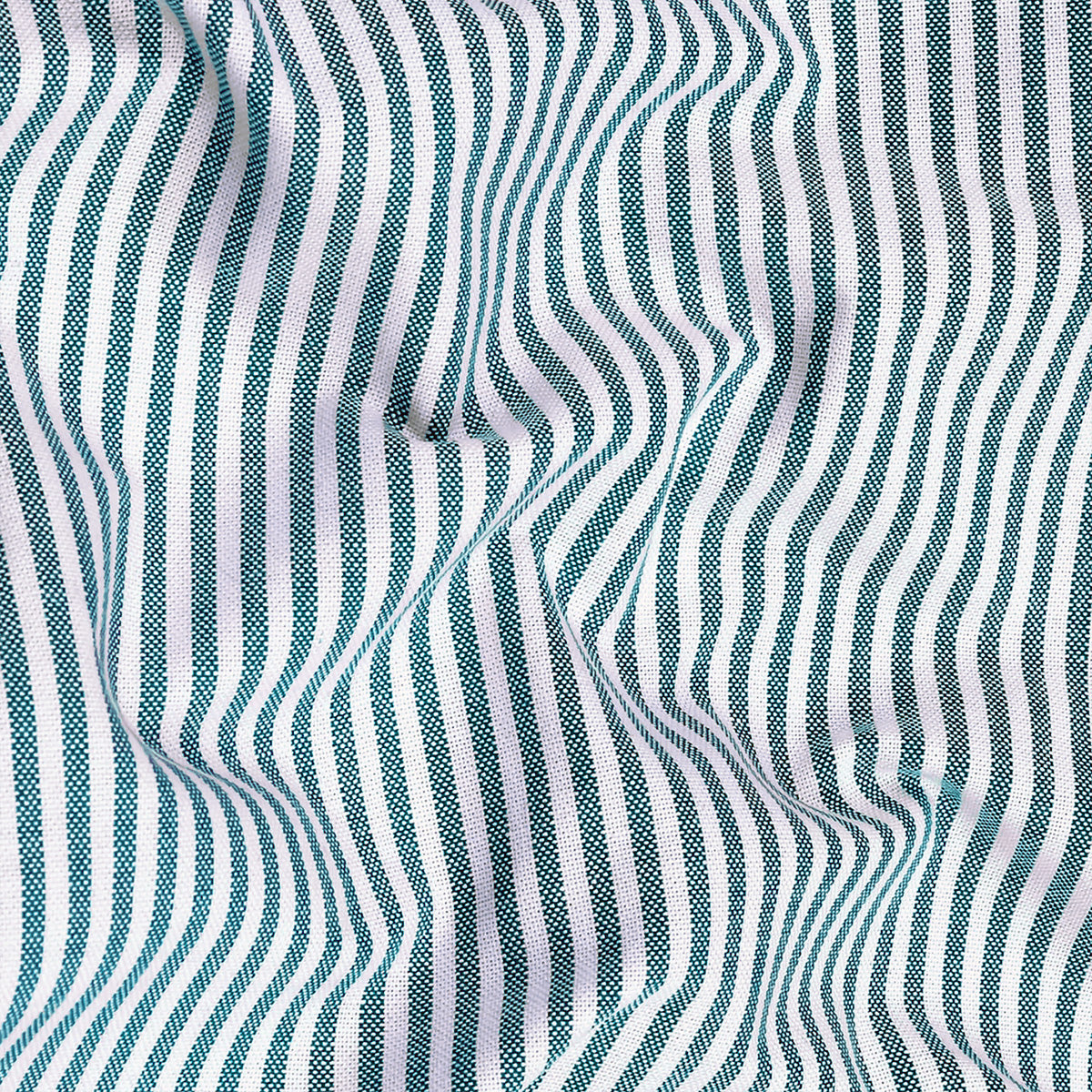 Sea Green Oxford Cotton Stripe Shirt For Man