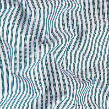 Sea Green Oxford Cotton Stripe Shirt For Man