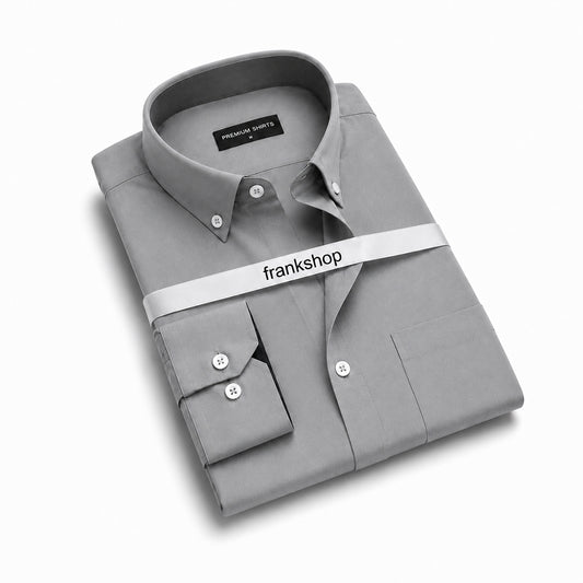 Dark Grey Satin Contrast Collar Shirt for Men