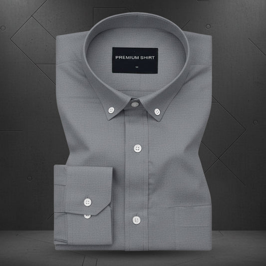 New Dark Grey Oxford Cotton Shirt For Men