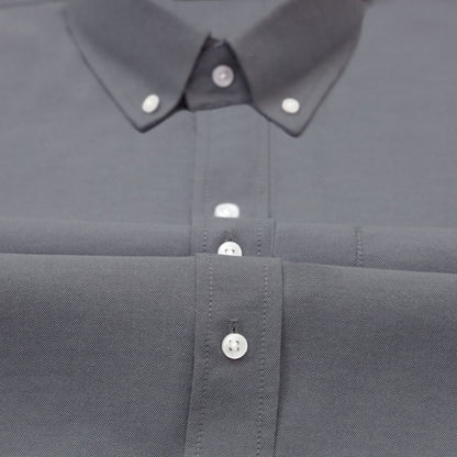 Dark Grey Oxford Cotton Shirt For Man